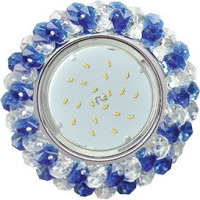 Ecola GX53 H4 св-к Стекло Круг с хрусталиками прозрачный и голубой хром 56x120 FL53RYECB (10!)