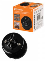 TDM Болонь выкл. фарфор. поворот. перекрестный с ручкой (бантик) 10А черный Ретро SQ1820-0214