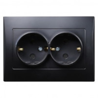 Smartbuy Вега роз. СУ двойная (земля) 16A черная (SBE-08b-16-S2-Z)