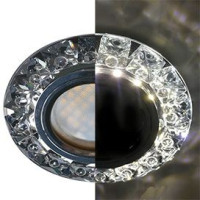 Ecola MR16 GU5.3 LD1661 св-к Стекло Круг круп.стразы Конус подсв. 4K Хром-черн 42x95 SQ16RGEFB (10!)