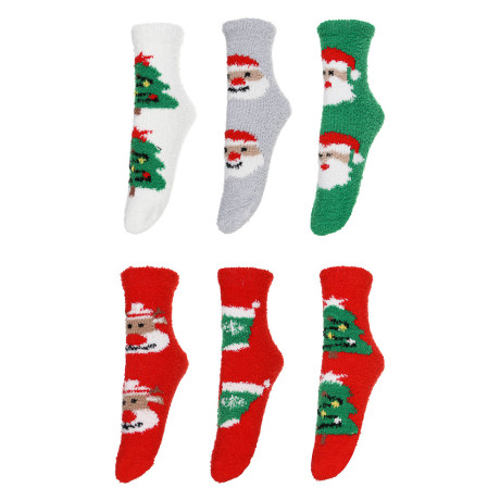GALANTE Носки-антизаносы новогодние высокие, р.23-25, 100% полиэстер, разноцветные