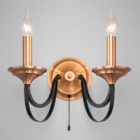 EUROSVET Бра 2x60W 340х300 металл чёрный Lazzaro 60098/2