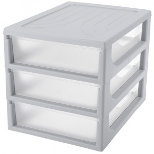 Органайзер А4, 3 ЯЩИКА, 260x368x265 мм светло-серый 433223930 Бытпласт