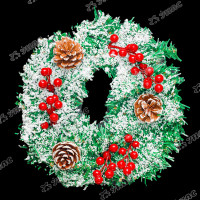 Венок новогодний К331 снежный d-30см с шишками и ягодами (52)
