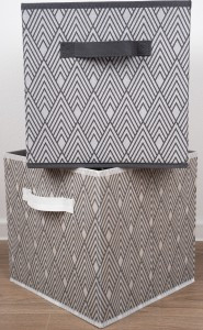 Короб для хранения набор: 2шт по 28x28x28 см, тёмн и светл серый, 19364, Geometry, Еврогарант