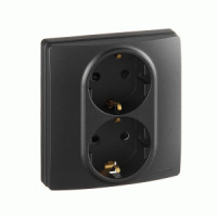 IEK ETIKA Plus роз. СУ 2 мест. антрацит авт. зажим (земля, шторки) 672633