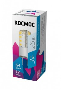Космос JC G4 12V 3W(180lm) 4500K 4K 43x15 LksmLED3wJCG412v45