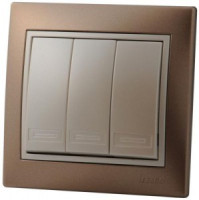 &quot;Lezard Мира выкл. СУ 3 кл. 10А коричн. металлик с перламутровой вставкой (корпус PC) 701-3130-109