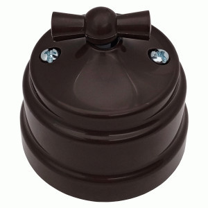 Bylectrica РЕТРО выкл. (поворотный проходной) ОУ 1 кл. 10А шоколад (корп. ABS) А610-2296