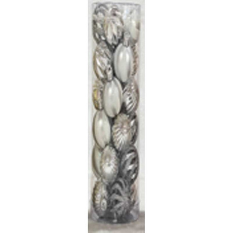 Набор елочных украшений 4ABCDK24-H19-1 4 см 24 шт Шары Серебро с белым