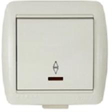 Lezard Ната выкл. ОУ 1 кл. 10А (проходн., инд.) крем. (корпус PC) 710-0300-114