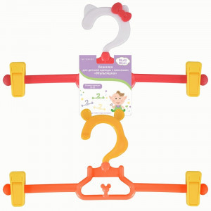 Вешалка-плечики детская с 2-мя прищепками Мультяшка, р.32-36 (кратно 3!!!)пластик VL90-201