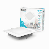 Gauss Elementary Downlight св-к встр. даунлайт квадрат бел 10W 780lm 4000K 4K IP20 120x26 998420209