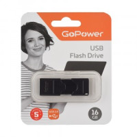 Флеш-накопитель GoPower SLIDER 16GB USB2.0 пластик черный матовый Арт.00-00025963