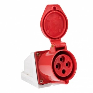 EKF силовая розетка CEE 124 стационарная наружная 3Р+РЕ 32А 380В IP44 ps-124-32-380