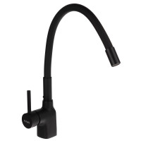 RAIN Смеситель для кухни Алмаз, высокий излив, картридж 35мм, гайка, латунь, черный