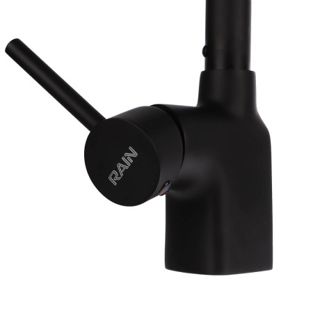 RAIN Смеситель для кухни Алмаз, высокий излив, картридж 35мм, гайка, латунь, черный