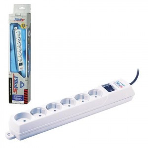 Сетевой фильтр PILOT "S", 5 компьютерных розеток + 1 бытовая розетка, 1,8м