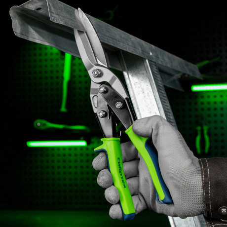 Ножницы по металлу, удлиненные, 285 мм, пряморежущие, двухкомпонентные обрезиненные рукоятки Сибртех