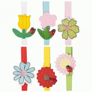 Прищепки декоративные "Цветы" 7,2см (6шт/уп, цена за уп) дерево 109015 Park