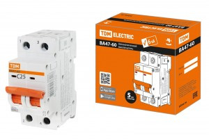 TDM Авт. выкл. ВА47-60 2P 25А 6кА х-ка С SQ0223-0095