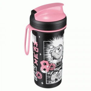 Стакан детский с крышкой, петлей и декором 400мл "СМЕШАРИКИ" черный 431335813 Бытпласт