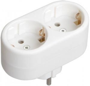 IEK разветвитель (тройник) 2 роз. 16А белый (линейный, земля) WTP10-16-02