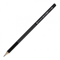 Карандаш чернографитный BRAUBERG, 1 шт., "Black&White", HB, трехгранный, без резинки, корпус черный,