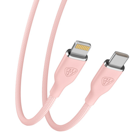 BY Кабель для зарядки Elite Type-C - iP, 2.4А, 1м, 22W, Быстрая зарядка, розовый