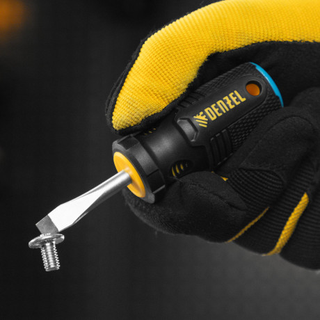 Отвертка, SL6x38 мм, S2, 3к рукоятка Denzel