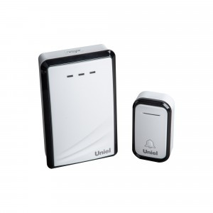 Uniel Звонок беспроводной 150м, 38 мелодий 3xAA белый/черный UDB-017W-R1T1-38S-150M-WH/BL