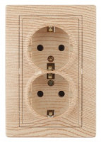 ЭРА Intro Plano роз. СУ 2 мест. 16А, 250В (керамика, земля) сосна, 1-205-11, Б0053922