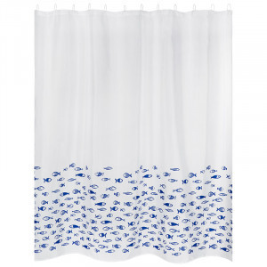 Штора для ванной комнаты полиэстер 180*180см,12 колец,Рыбы половина,SC-PE-01,108995/Рыжий кот