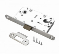 Замок врезной б/ручек под цилиндр 8550 РЕНЦ пластик язычок никель матовый  INLB 85 PL SN