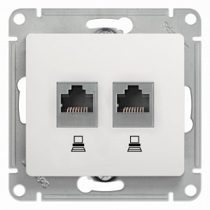 Systeme Electric GLOSSA мех. роз. комп. СУ 2 мест. бел. (пл.осн., RJ45) GSL000185KK (10!)