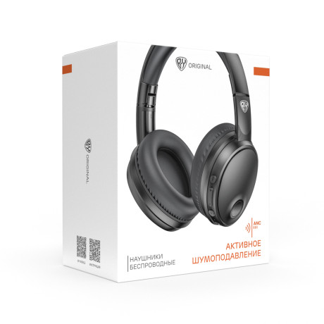 Наушники беспроводные полноразмерные BY SilentTune, шумоподавление ANC, экокожа, 300мАч, чёрный