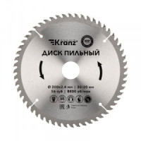 Диск пильный 200 мм х 56 зуб х 30/20 мм KRANZ (цена за шт) KR-92-0119
