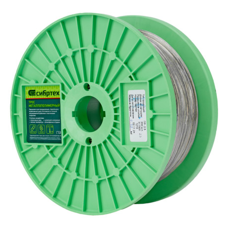 Трос металлополимерный прозрачный ПР-2.5, толщина 2.5 мм, катушка 200 метров Сибртех