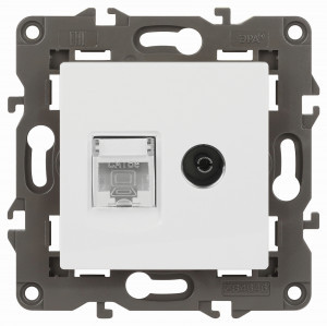 ЭРА Elegance мех. роз. СУ 2 мест. TV+комп. белый матовый (RG6+RJ45) 14-3110-01М 65767