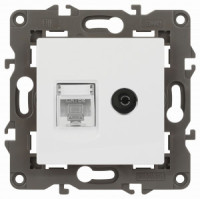 ЭРА Elegance мех. роз. СУ 2 мест. TV+комп. белый матовый (RG6+RJ45) 14-3110-01М 65767