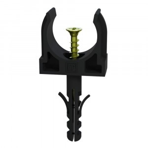 Промрукав Крепеж-клипса с дюбелем и саморезом черная d 16 (уп. 100шт/1500шт, цена за 1шт) PR13.0219