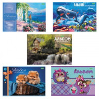 Альбом д/рисования, А4, 24л., скоба, обложка офсет, HATBER &quot;ECO&quot;, 205х290 мм, Ассорти (5 видов), 24А