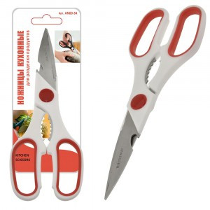 Ножницы кухонные, 21см (кратность 6шт!!!), пластик, нерж.сталь AN60-34 Мультидом