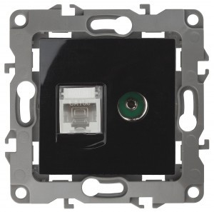ЭРА 12 мех. роз. комп+TV, СУ RJ45+TV, черный, автоклеммы 12-3110-06 3222