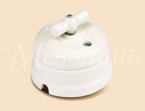 МЕЗОНИНЪ выкл. ОУ поворот. 4 положения с рамкой, белый фарфор GE70401-01