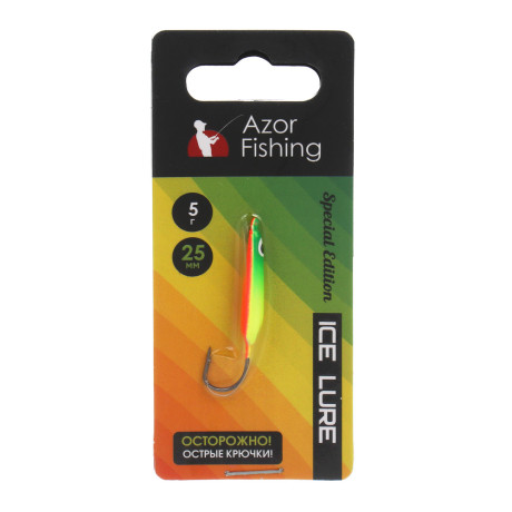 AZOR FISHING Блесна зимняя "Радуга" с одним крючком, 5 видов