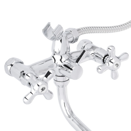 СоюзКран Смеситель для ванны с душем, круглый излив 30см, кер. кран-буксы 1/2, хром, цинк, SK08-S222