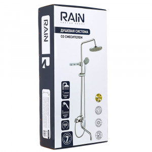 RAIN Душевая система со смесителем (кер. картридж 35мм, латунь), верхний душ 1 режим, ручной 3 реж