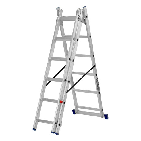 Лестница, 3 х 6 ступеней, алюминиевая, трехсекционная, Сибртех