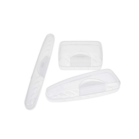 Набор мыльница+футляры для бритвы и щётки Трио х35